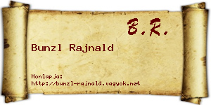 Bunzl Rajnald névjegykártya